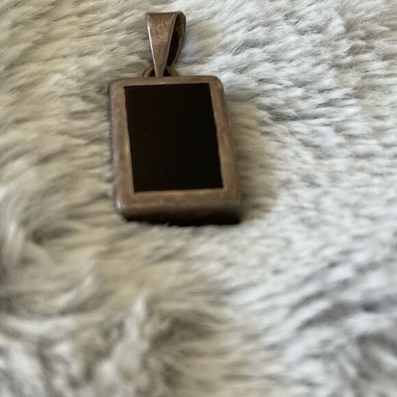 Vintage mexico 925 sterling onyx charm - Picture 3 of 9